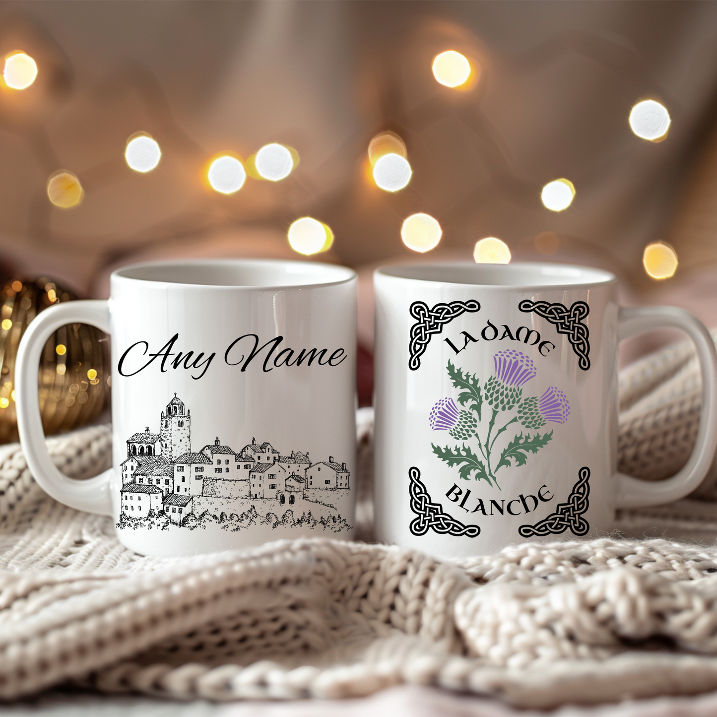 La Dame Blanche Thistle Mug – Personalised Outlander-Inspired Design