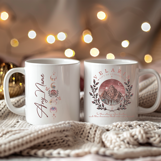 Velaris ACOTAR Mug – Pink & Gold Design | 11oz Ceramic