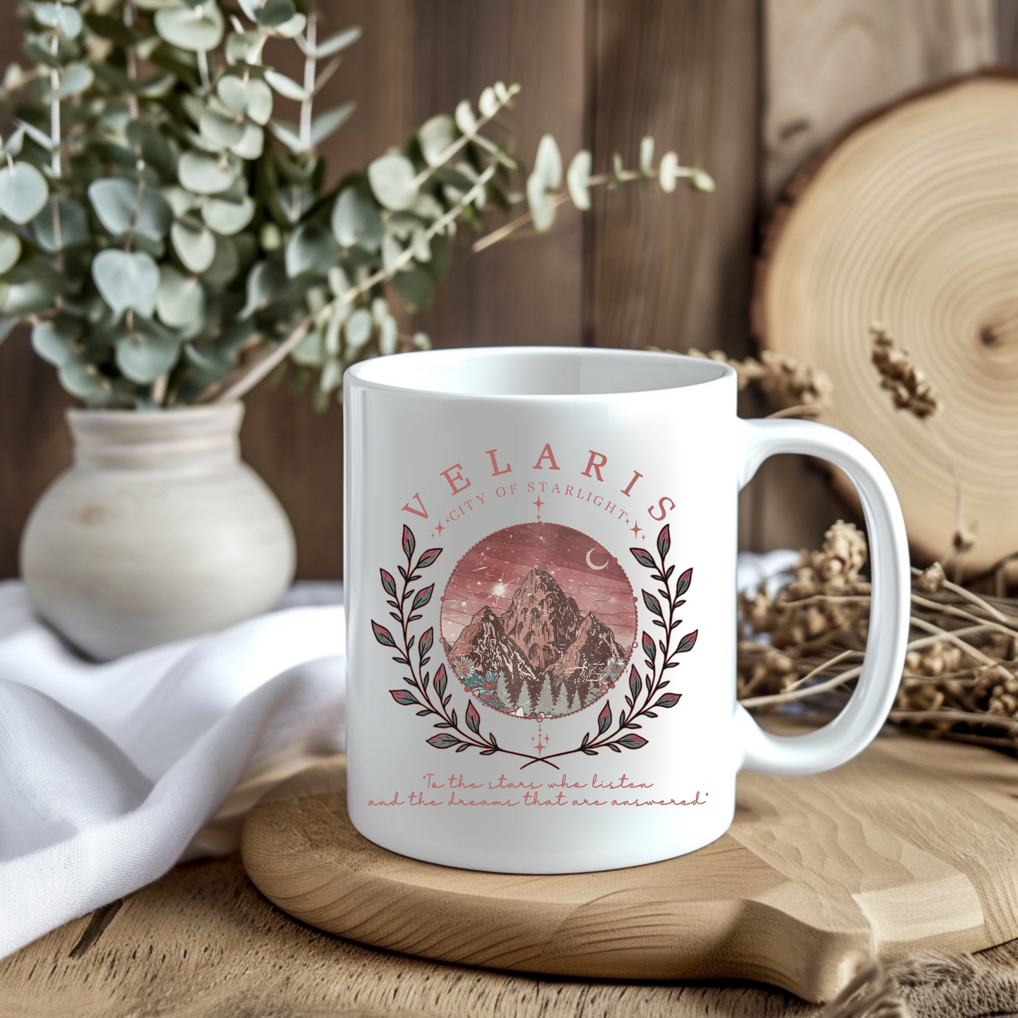 Velaris ACOTAR Mug – Pink & Gold Design | 11oz Ceramic