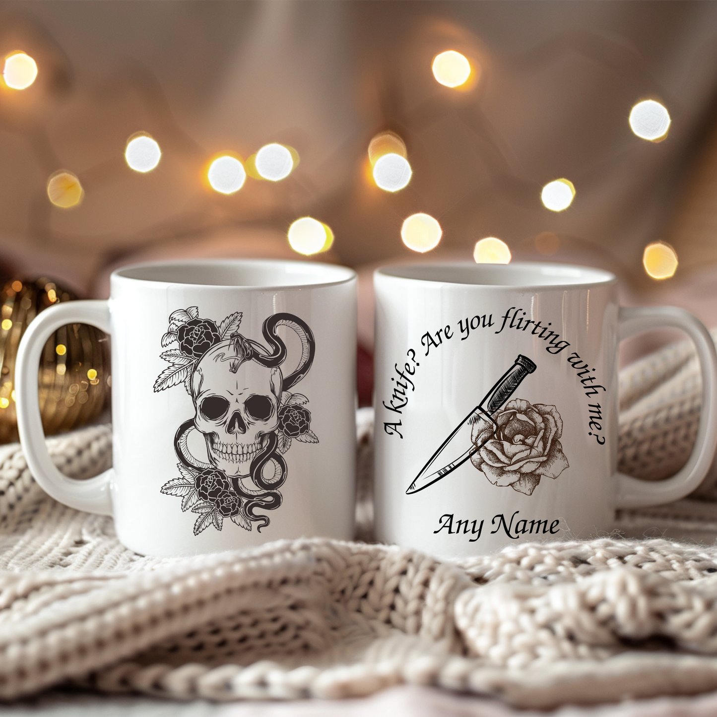 "A Knife?" Mug – Haunting Adeline-Inspired 11oz Personalised Dark Romance Gift